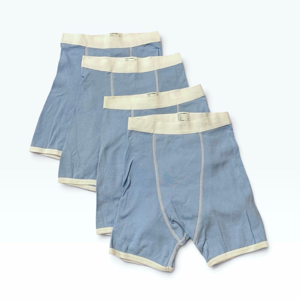 American Apparel Boxer Briefs XS Lot of 4 New Deadstock Blue Cream Cotton